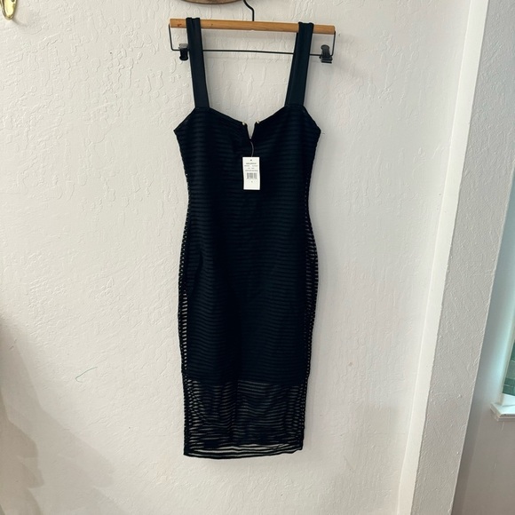 Good American V Neck Gold Studs Mesh Midi Dress Size 1 - Picture 8 of 8